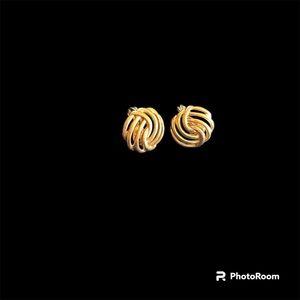 Vintage Monet Gold-Tone Love Knot  Twisted Clip-On Earrings